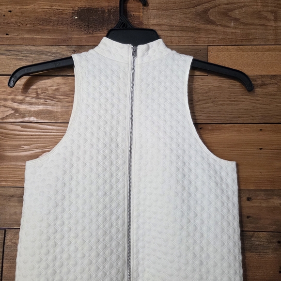 Textured Abercrombie & Fitch Mock Neck Mini Shift Dress Ivory Sleeveless Preppy - Picture 5 of 7